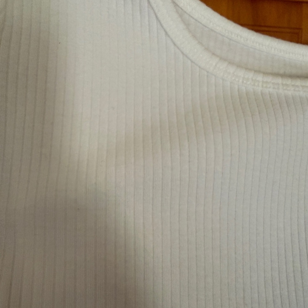 NWT Wild Fable White Ribbed Scoop Neck Long Sleeve Top size Large - Picture 3 of 8